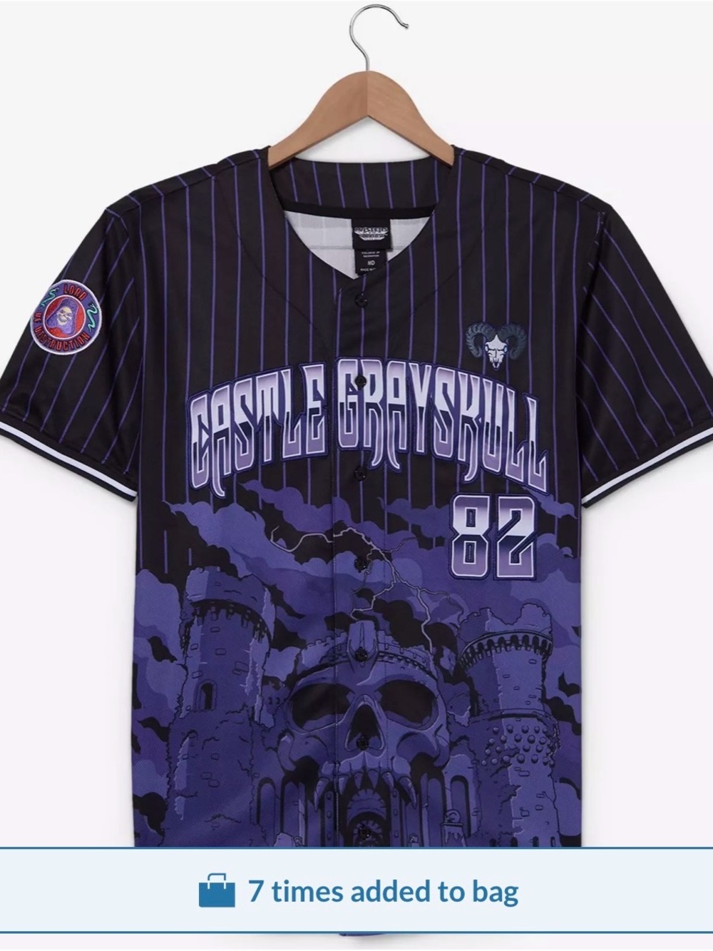 Masters of the Universe Skeletor Castle Grayskull baseball jersey from BoxLunch